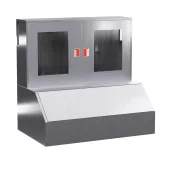 Щит пожарный комбинированный "Модуль" из нержавеющей стали (2 двери оргстекло)